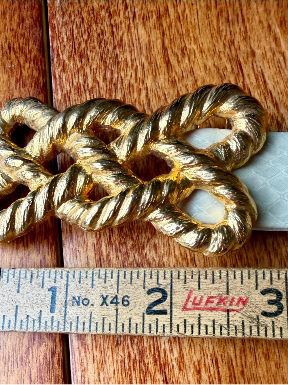 Vintage Nautical Rope Knot Faux Cream Snakeskin Belt Buckle Accent Size Small